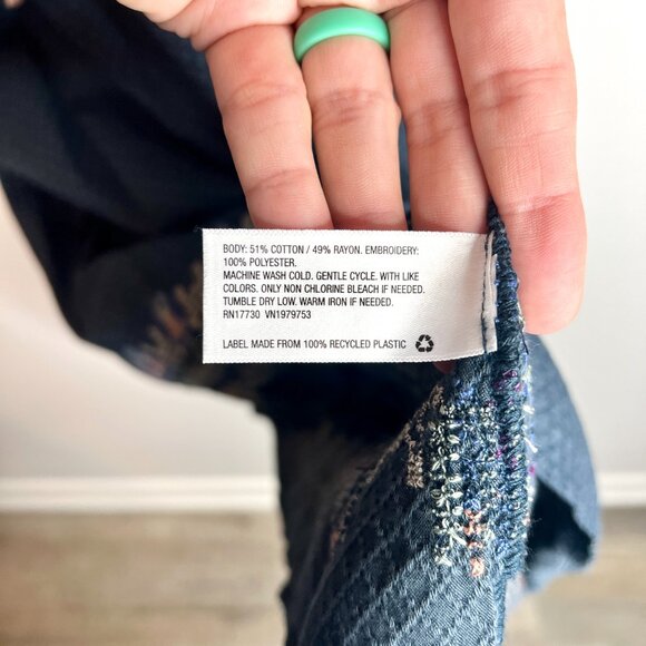 Knox Rose Embroidered Cross Stitch Puff Sleeve Dress Prairie Cottagecore Sz L - Picture 4 of 5